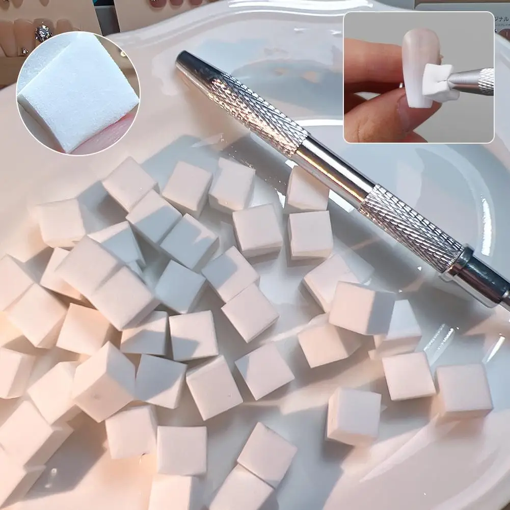 Esponjas para decoración de uñas con caja de almacenamiento, bolígrafo para agarrar, herramienta para manicura con gradiente artístico, esponja cuadrada de efecto profesional para manicura S Y6P5