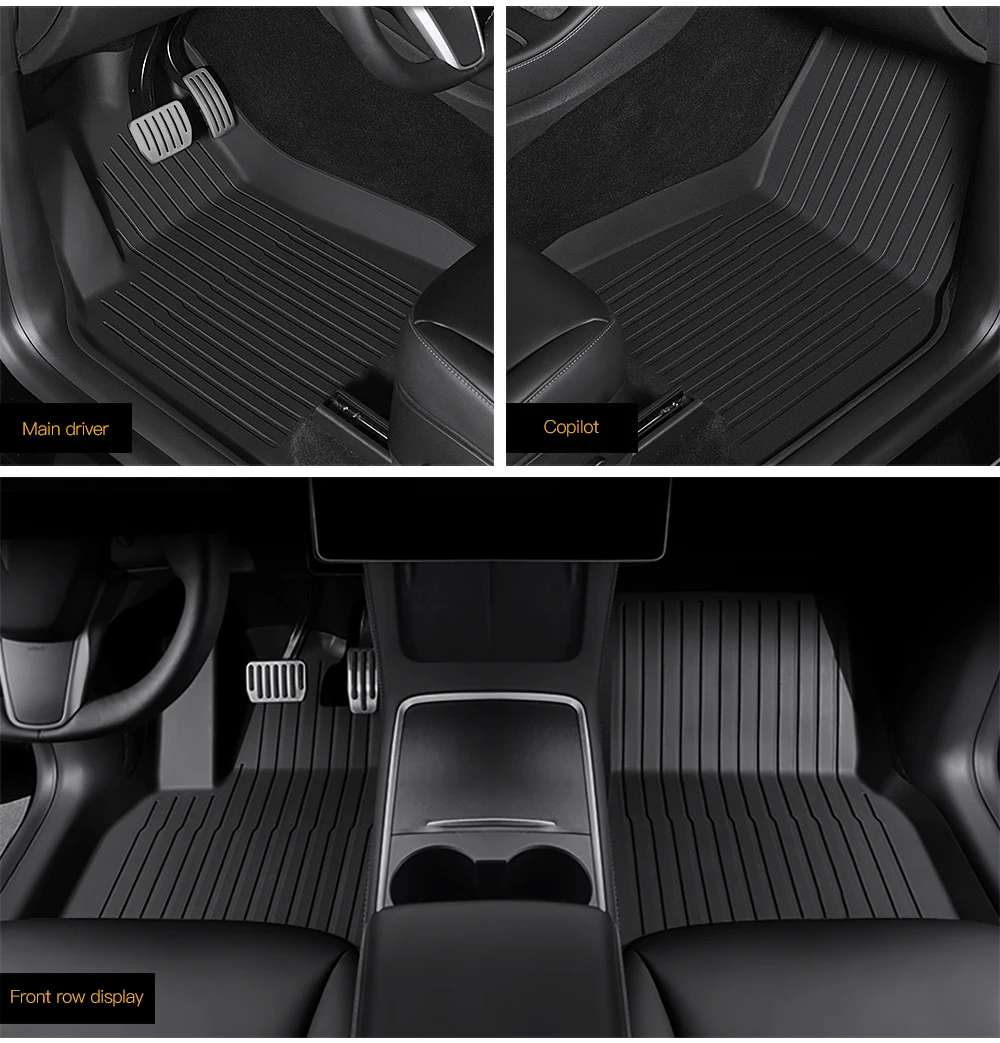 YZ For Tesla Floor Mat Model Y 2021-2026 Model 3 Highland Car Trunk Mat Luggage Mat TPE Waterproof Anti-Slip Set Floor Liner Mat