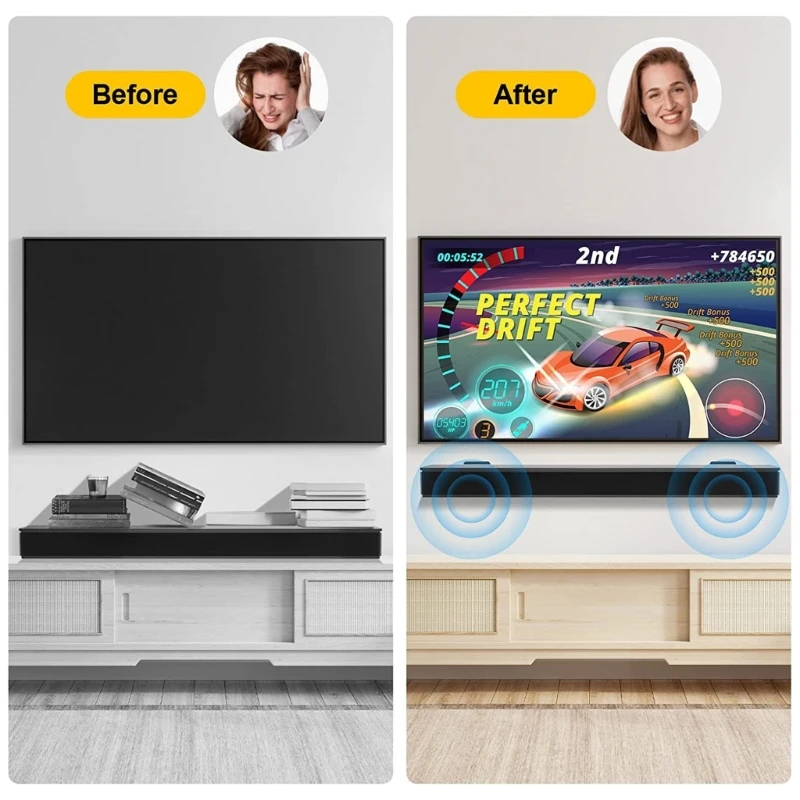 2Pcs/Set Universal Soundbar Speaker Stands Wall Mount Audio Accessories Metal Floating Bracket for Home Living Room Decoration