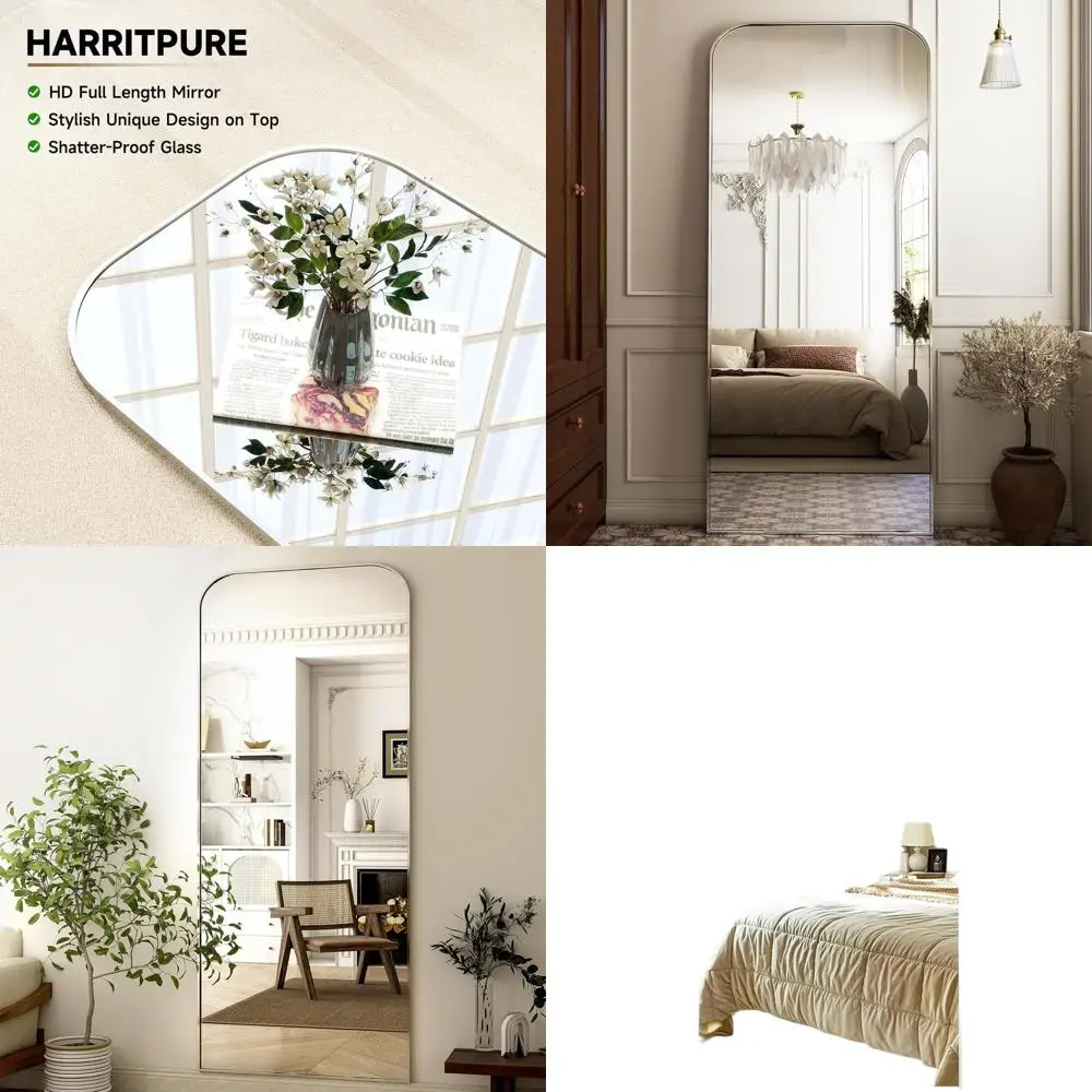 

Зеркало напольное высокое (71 дюйм) с подставкой для дома, серебристое покрытие