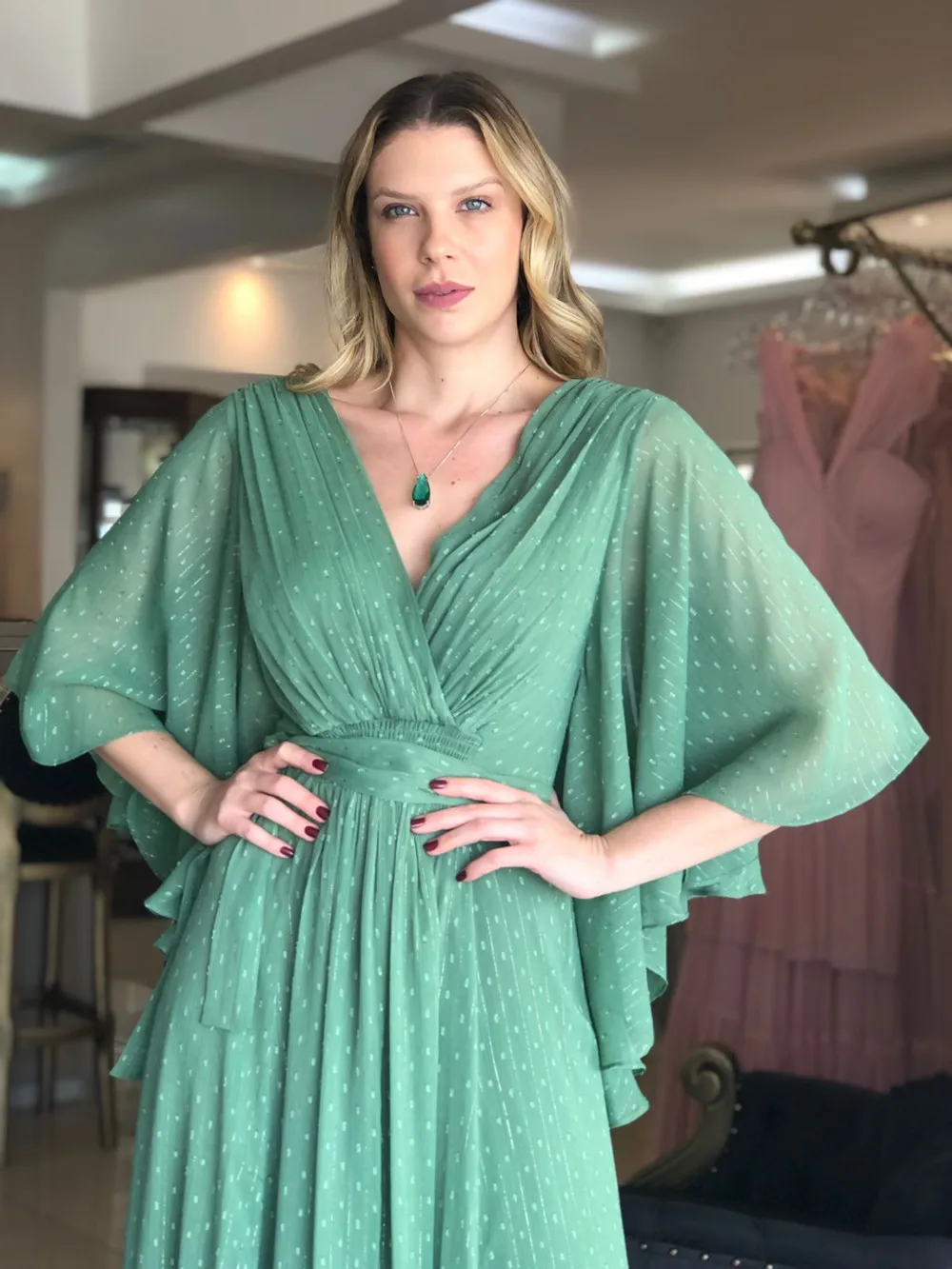 Abito da festa per gli ospiti di nozze per donna abiti per la madre della sposa lunghezza del pavimento Plus Size abiti in Chiffon a maniche lunghe