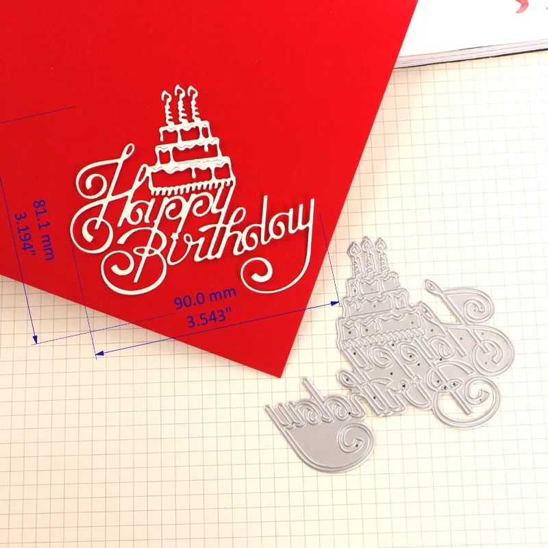 DUOFEN METAL CUTTING DIES happy birthday cake stencil DIY Scrapbook Paper Album 2024 new