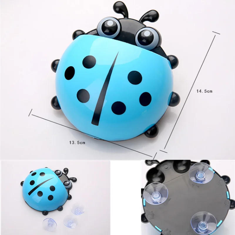 Cute Ladybug Toothbrush Holder Cartoon Toiletries Toothpaste Holder Wall Suction Bathroom Sets Cup Tooth Brush Container