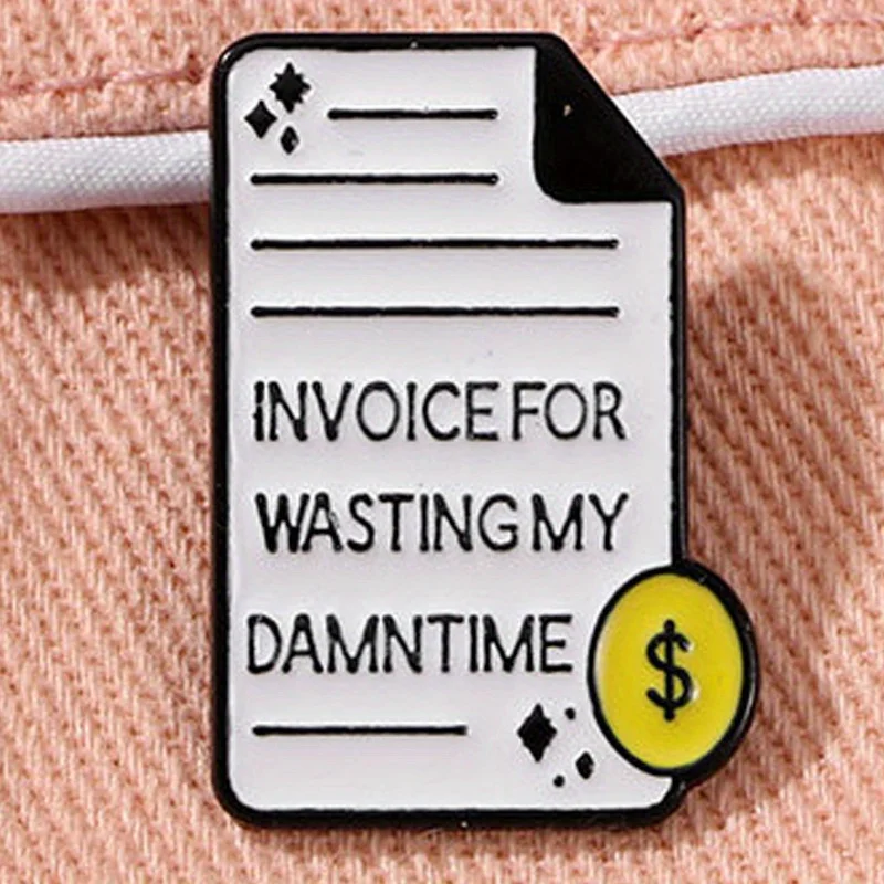 Novelty Invoice Design Enamel Brooch Pin Statement Accessory for Clothing and Bags