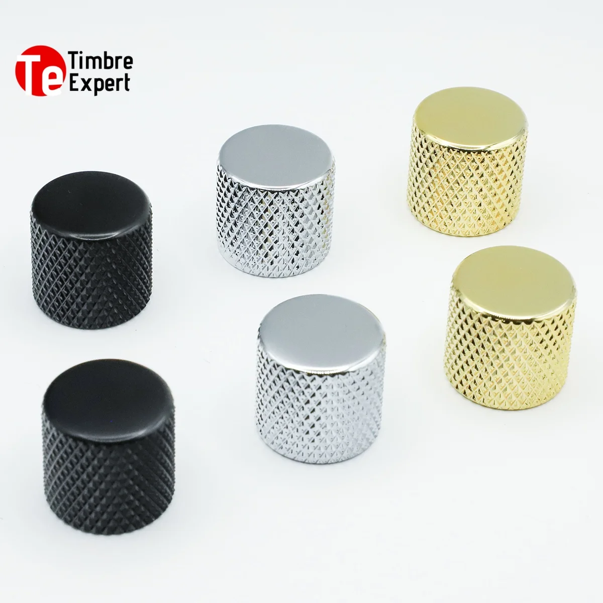 

2Pcs Metal Guitar Knobs Knurled Metal Flat-top Style 18 Teeth& 19.5mm Diameter& 5.5mm Solid Shaft Knobs Volume Tone