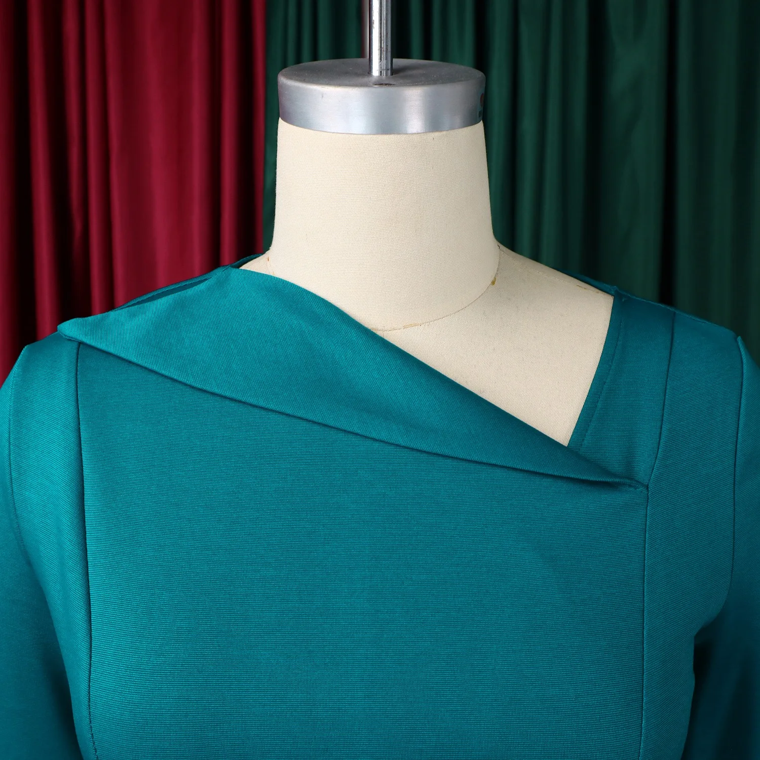 Vestidos de fiesta elegantes para mujer, cuello oblicuo, manga larga, sólido alto, cintura, sirena, media pantorrilla, vestido de fiesta de cumpleaños femenino de lujo