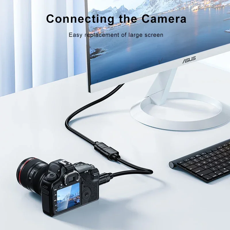 SAMZHE Micro HDMI Adapter for GoPro Hero 7 Raspberry Pi 4 Sony Nikon 4K/60Hz 3D Braided Mini HDMI Cable