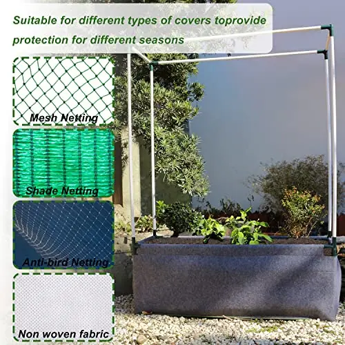 

Breathable Fabric Raised Garden Bed With White PVC Frame 47.2x23.5x16.9 Inch, No-Till Air-Pruning Design For Optimal Root