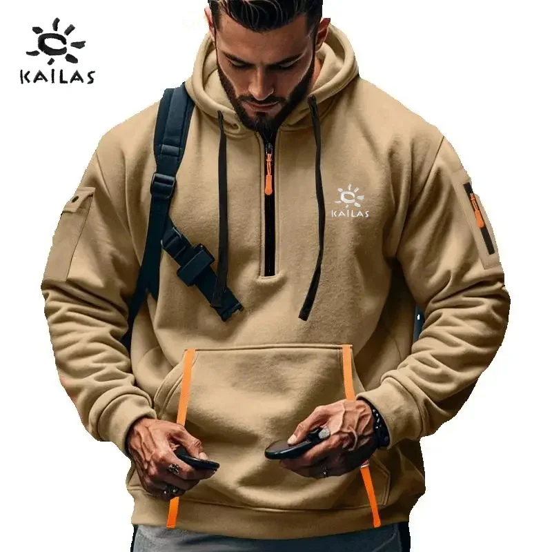 

KAlLAS Men's High Quality Hoodie for Autumn and Winter Warmth, Windproof, Sports and Leisure