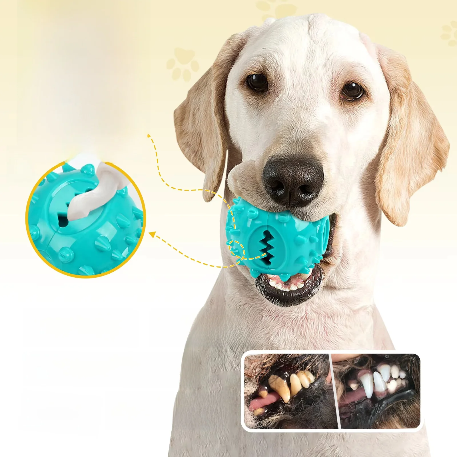 Jouets à mâcher pour chiens, jouets interactifs pour le nettoyage des dents, anti-morsure, balles distributrices de nourriture, jouets pour l'alimentation lente, produits pour animaux de compagnie
