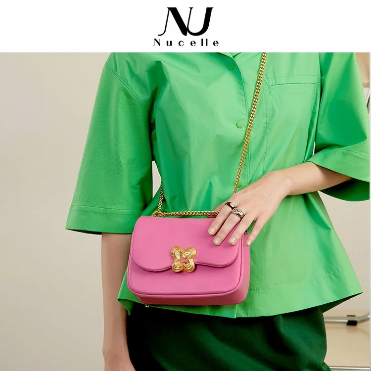 NUCELLE Bag girl 2022 summer new texture shoulder messenger bag fashion chain underarm flower bag