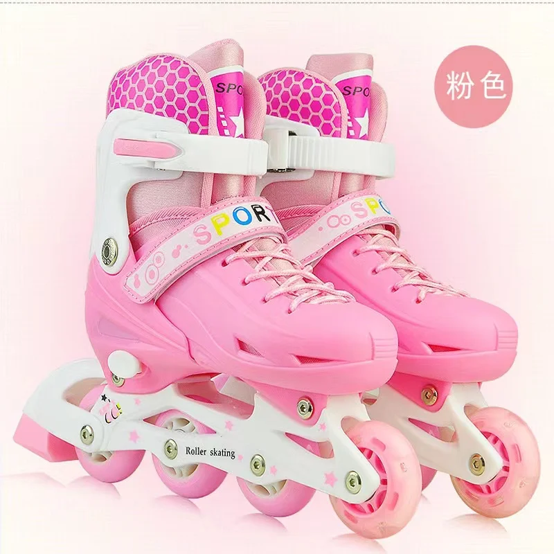 

Beginner Roller Inline Skates Shoes Adjustable Size Gift For Kids Adults Training Scrub Row 4 Wheels Sneakers