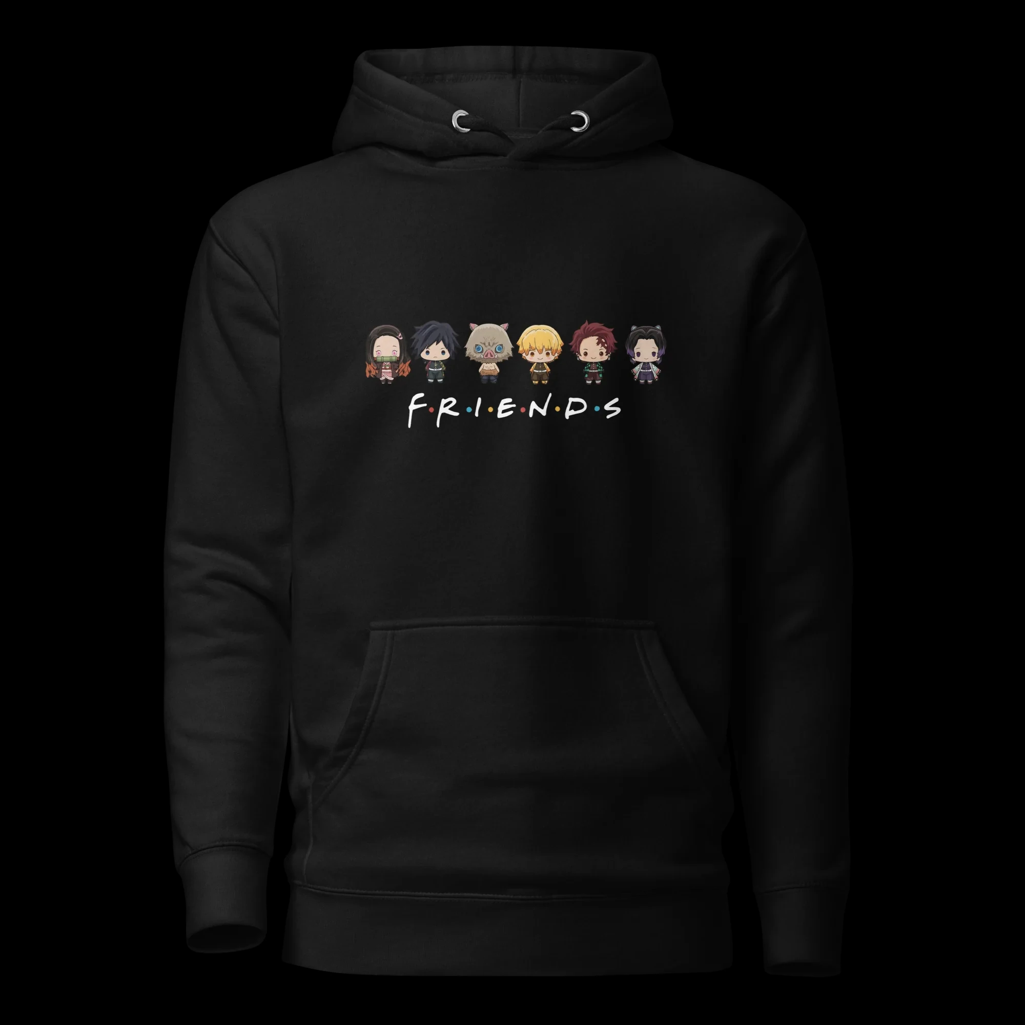 Demon Slayer Chibi Characters Friends Parody Graphic Hoodie Anime Cute Cartoon Women Men Long Sleeve Pullover Fans Sweatshirt