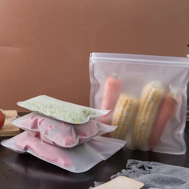 1-4pcs Silicone Food Storage Bag Containers Fresh Bag Reusable Stand Up Zip Shut Bag Leakproof Food Bag Fresh Wrap Ziplock Bag