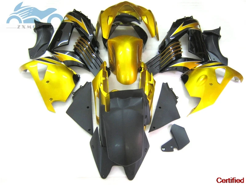 

New fairings kit for Kawasaki Ninja ZX14R 2006 2007-2011 plastic fairing kits ZX 14R 06 07 09-11 black golden