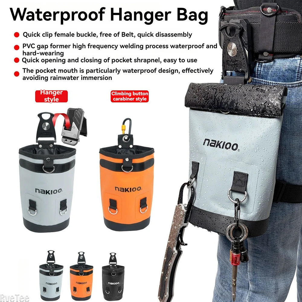 NAKIOO Rotating Quick-Release Tool Belt Bag Waterproof Electrician Nail Pouch Snap Open Design for Construction DIY Woodworking