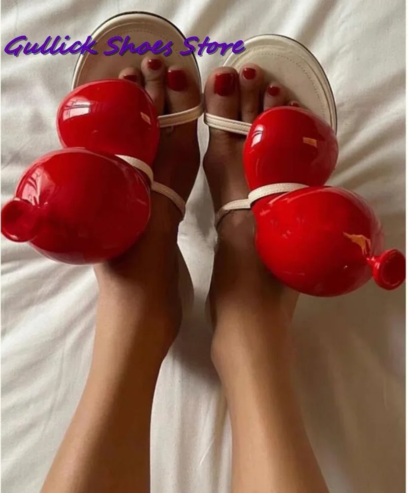 

Red Balloon Decor Sandals Open Toe High Heel Buckle Strap Stiletto Outwear All-Match 2024 Runway Women Fashion Shoes
