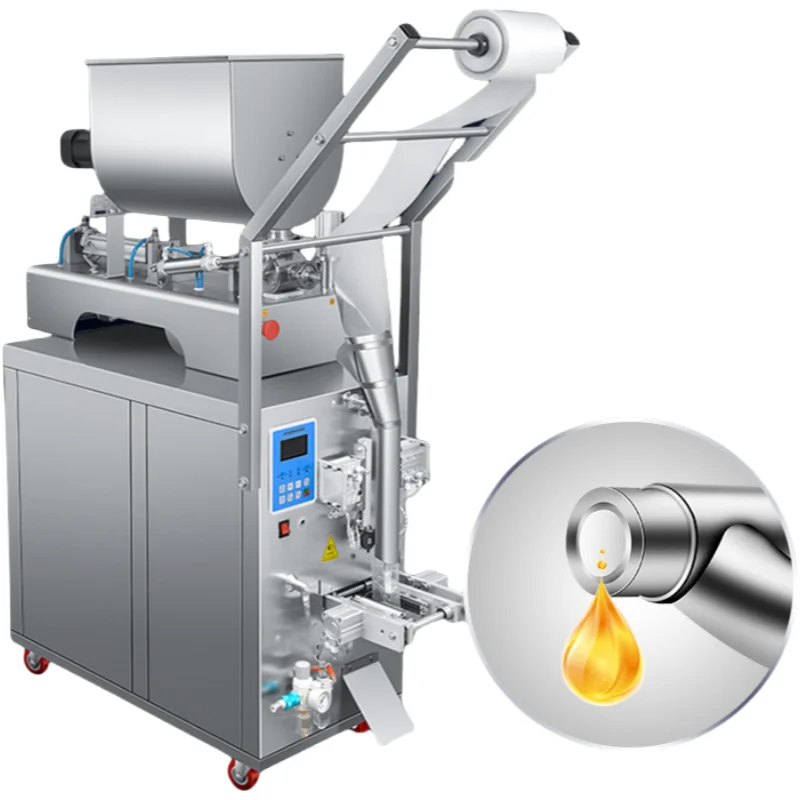 Automatic Salad Dressing Sauce Chili Honey Tomato Paste Hot Pot Base Filling Sealing Packaging Packing All-in-one Machine