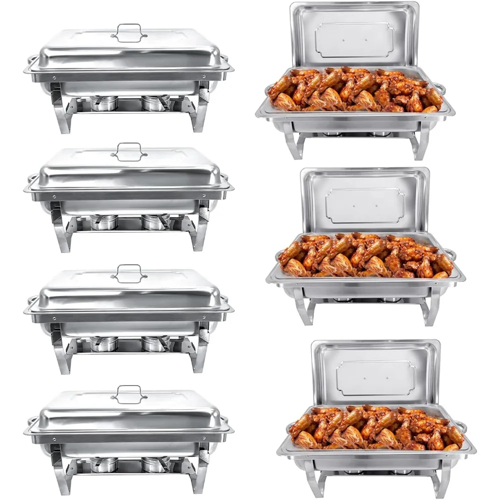 

Chafing Dish Buffet Set (7 Pack) Chafers 8QT Buffet Servers and Warmers, Chaffing Servers with Covers, Catering, Chafer