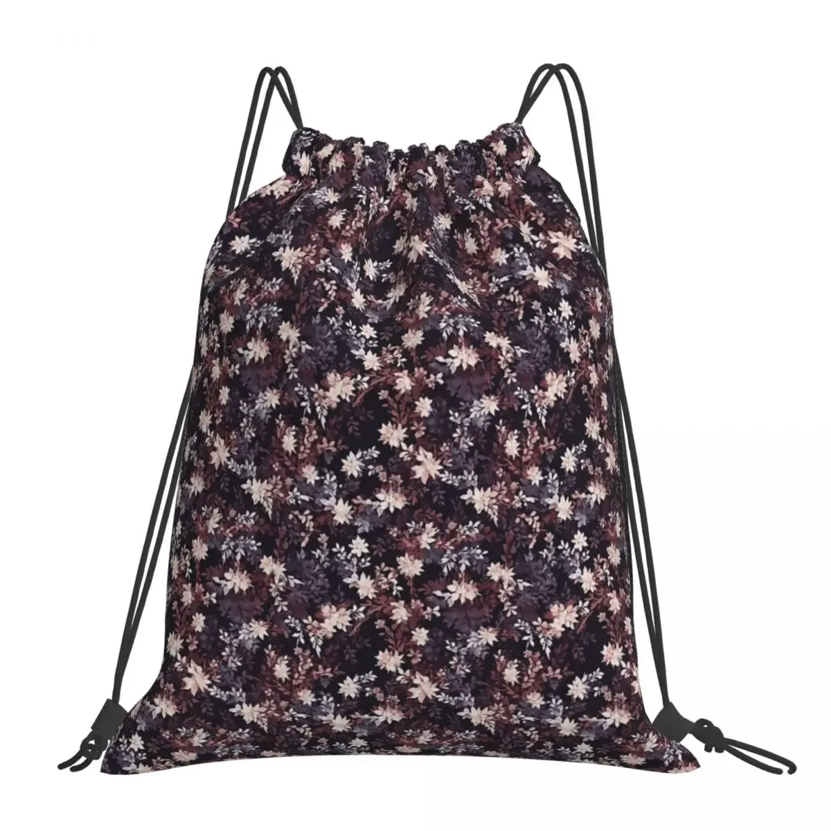 Mystic Midnight Blossoms Glamorous Seamless Floral Pattern Backpack Portable Drawstring Bag Sundries Bag BookBag For Man Woman