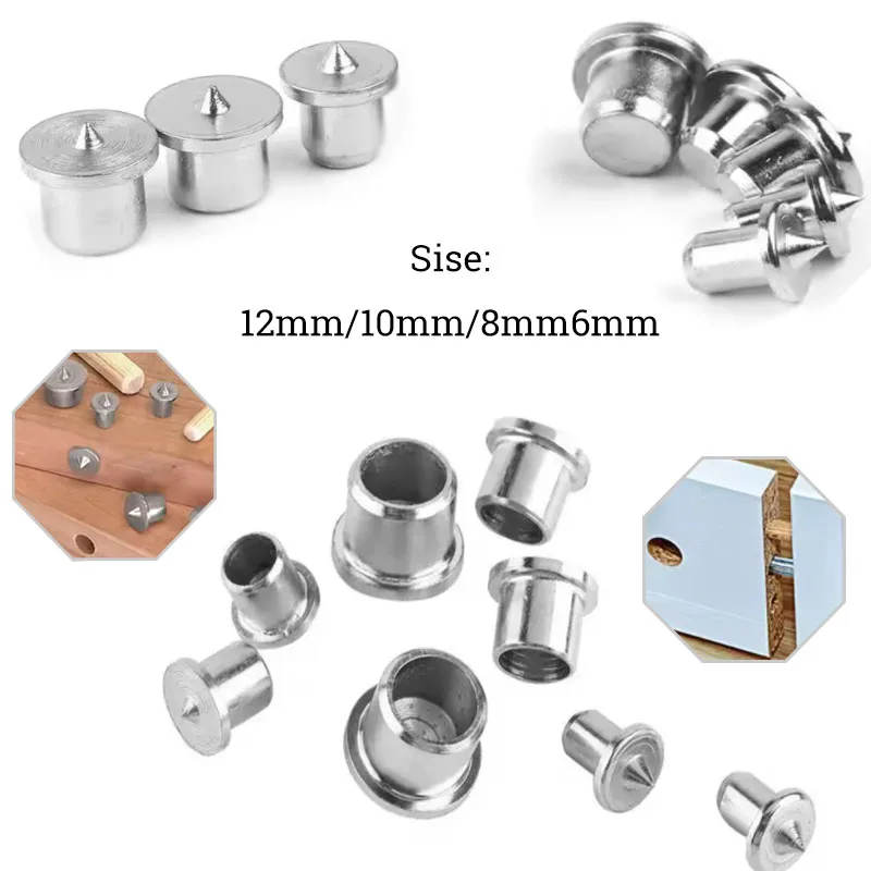Dowel Drill Woodworking Tools Dowel Centre Point Pin Set 4pcs 6mm 8mm 10mm 12mm Dowel Tenon Center Set Transfer Plugs Wood Drill