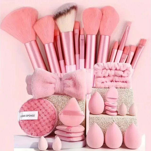 Conjunto de 13/33 Pincéis de Maquiagem Profissionais com Acessórios para Pele Mista - Com Pincéis Macios, Adequado para Iniciantes