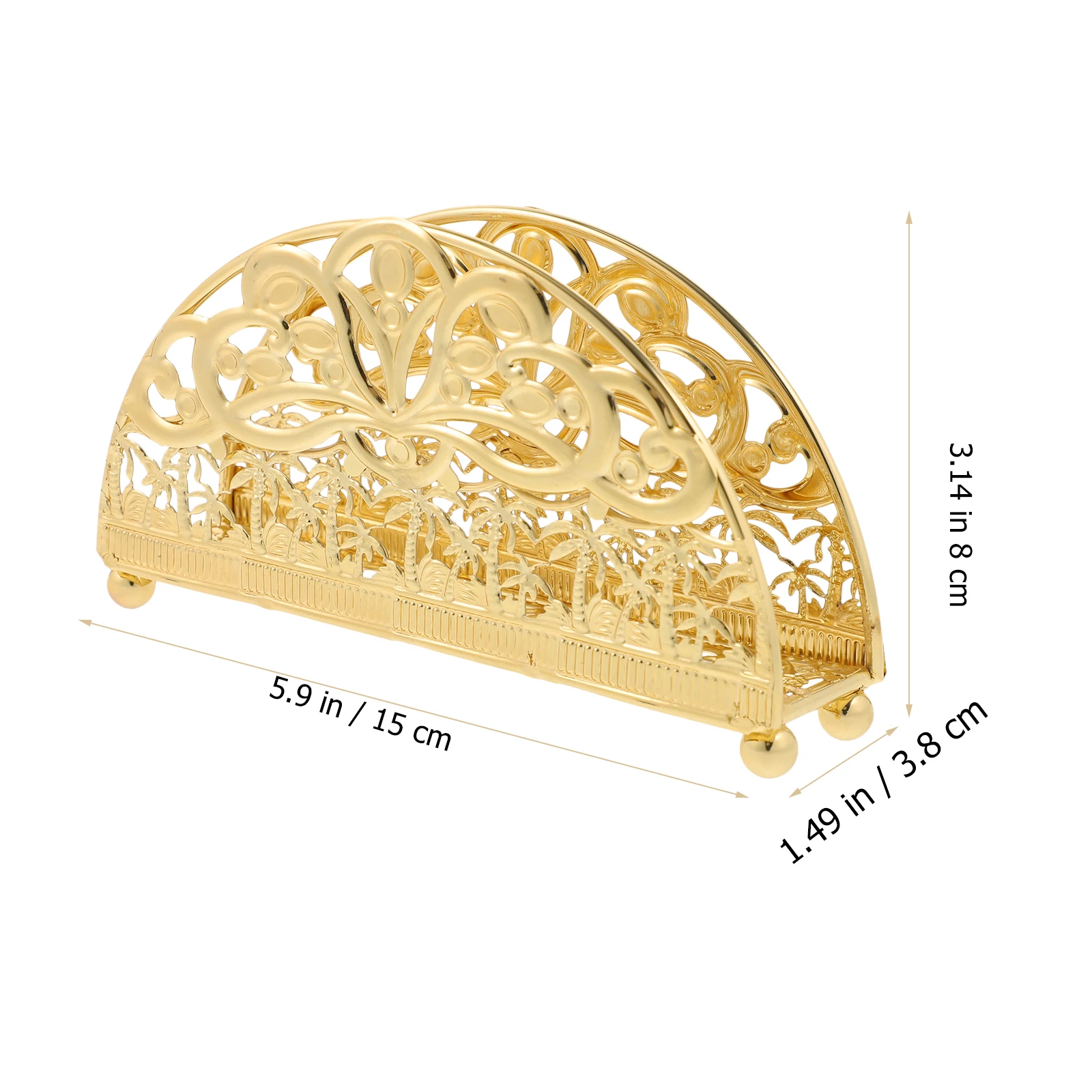 

Vintage Metal Semicircle Napkin Holder Retro Tissue Stand Gold Upright Dispenser Kitchen Paper Towel Rack Storage Restaurant Bar