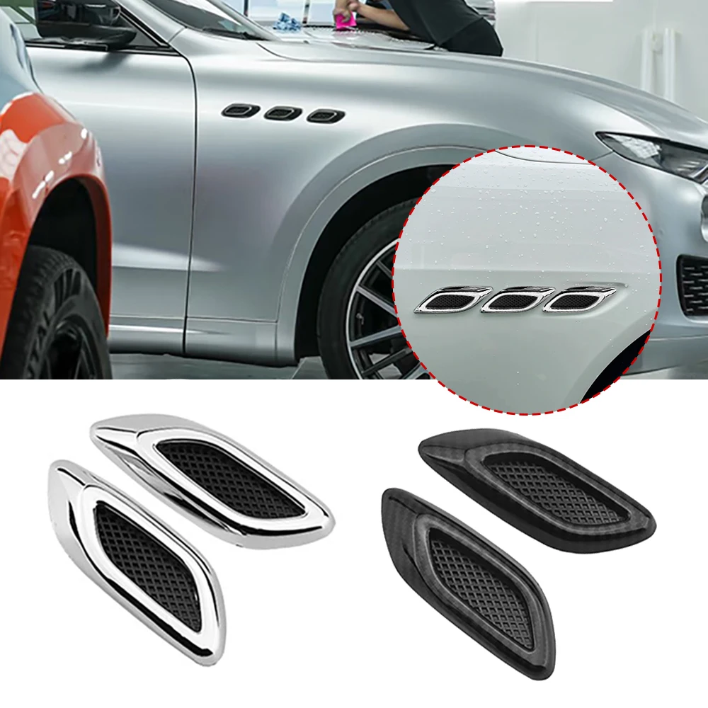 6-teiliges Chrom-Carbon 3D Auto Seitenkotflügel Lufteinlass-Abdeckung Dekorative Modifikation für BMW, Audi, Honda, VW