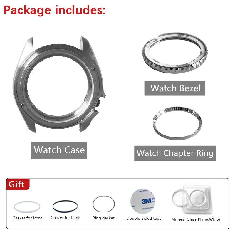 الفولاذ المقاوم للصدأ علبة ساعة ل NH35 NH36 حركة SKX007 SRPD مصقول لامعة وزارة الدفاع أجزاء مع الفصل حلقة تاج طوقا
