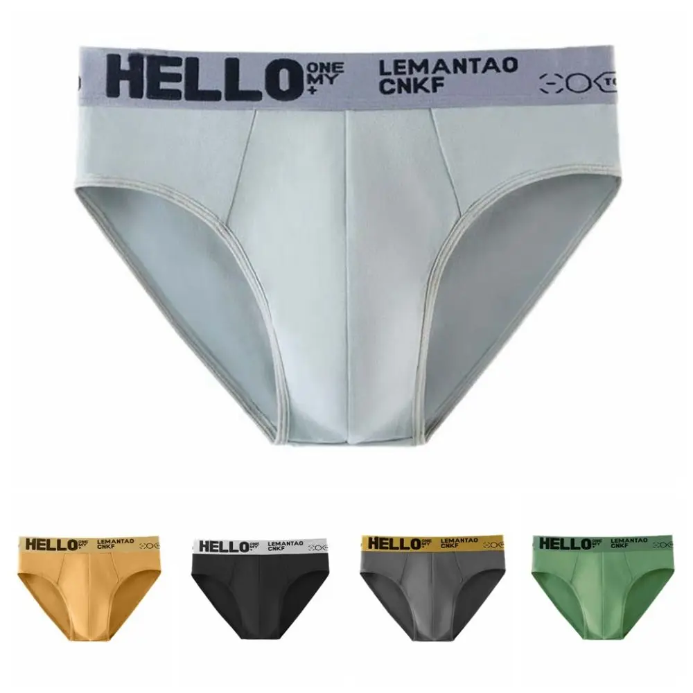 5PCS Simple Low Waist Men Thin Panties Elastic Briefs Underwear for Men Male Lingerie Letter Underpants Four Seasons