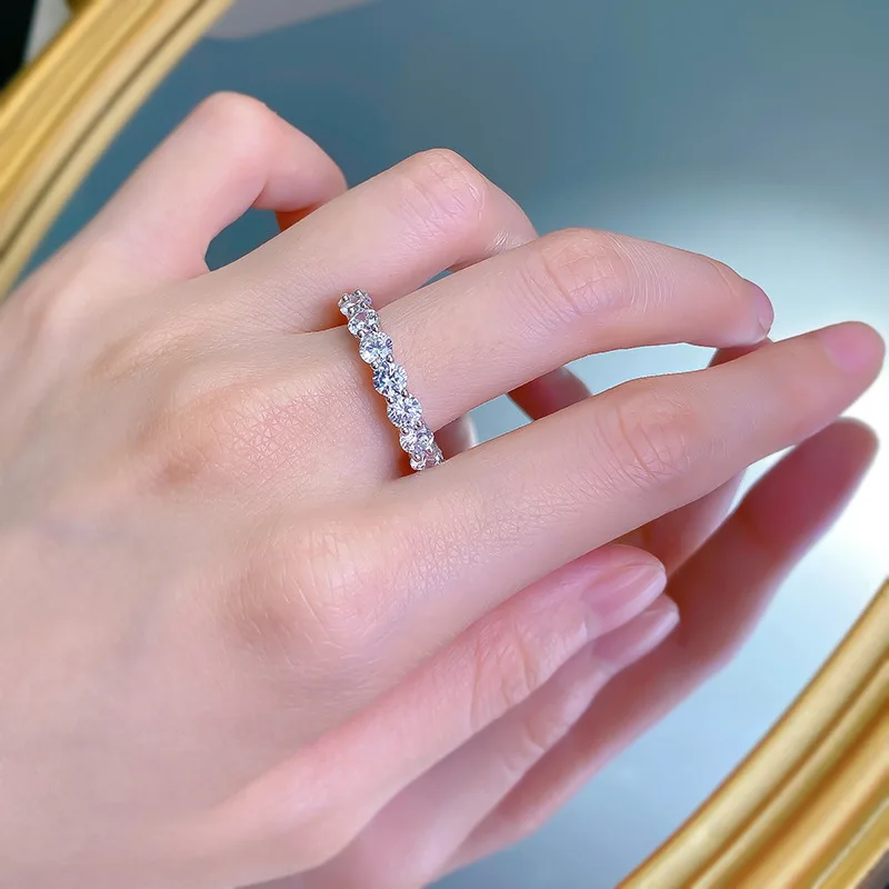 Eternity Lovers 4mm Lab Diamond Ring 925 Sterling Silver Wedding Band Rings for Women Men Engagement Promise Party Jewelry