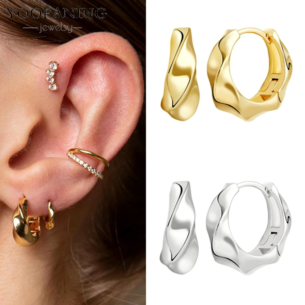 

Серьги-кольца женские из серебра 925 пробы, золотистые/Серебристые