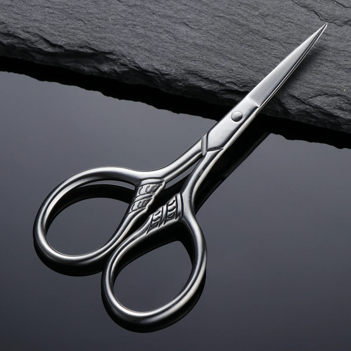 Stainless Steel Mustache Trimming Shear Men Beard Scissors for Facial Body (Silver) mustache scissors