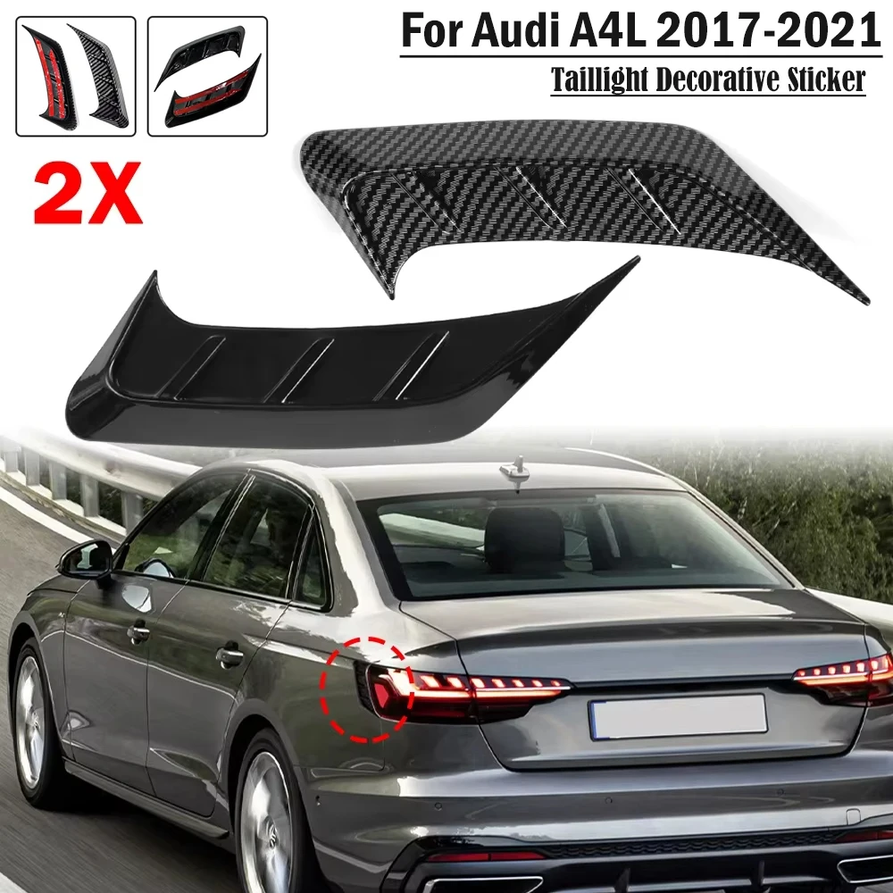 Pair Car Rear Taillight Eyebrow Decorative Cover Trim Sticker For Audi A4L 2017-2021Glossy Black/Carbon Fiber