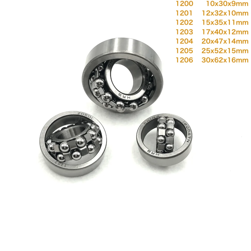 2-10pcs/Lot 1200 / 1201 / 1202 / 1203 / 1204 / 1205 / 1206  Self-aligning Ball Bearings Cylindrical Bore Double Row