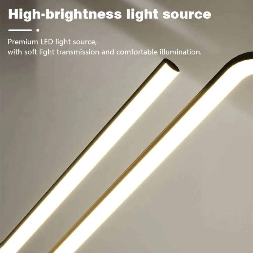 LED Line Pendant Light Black Gold Aluminum Room Decor Droplight Remote Dimming Dining Living Room Kitchen Office Chandelier