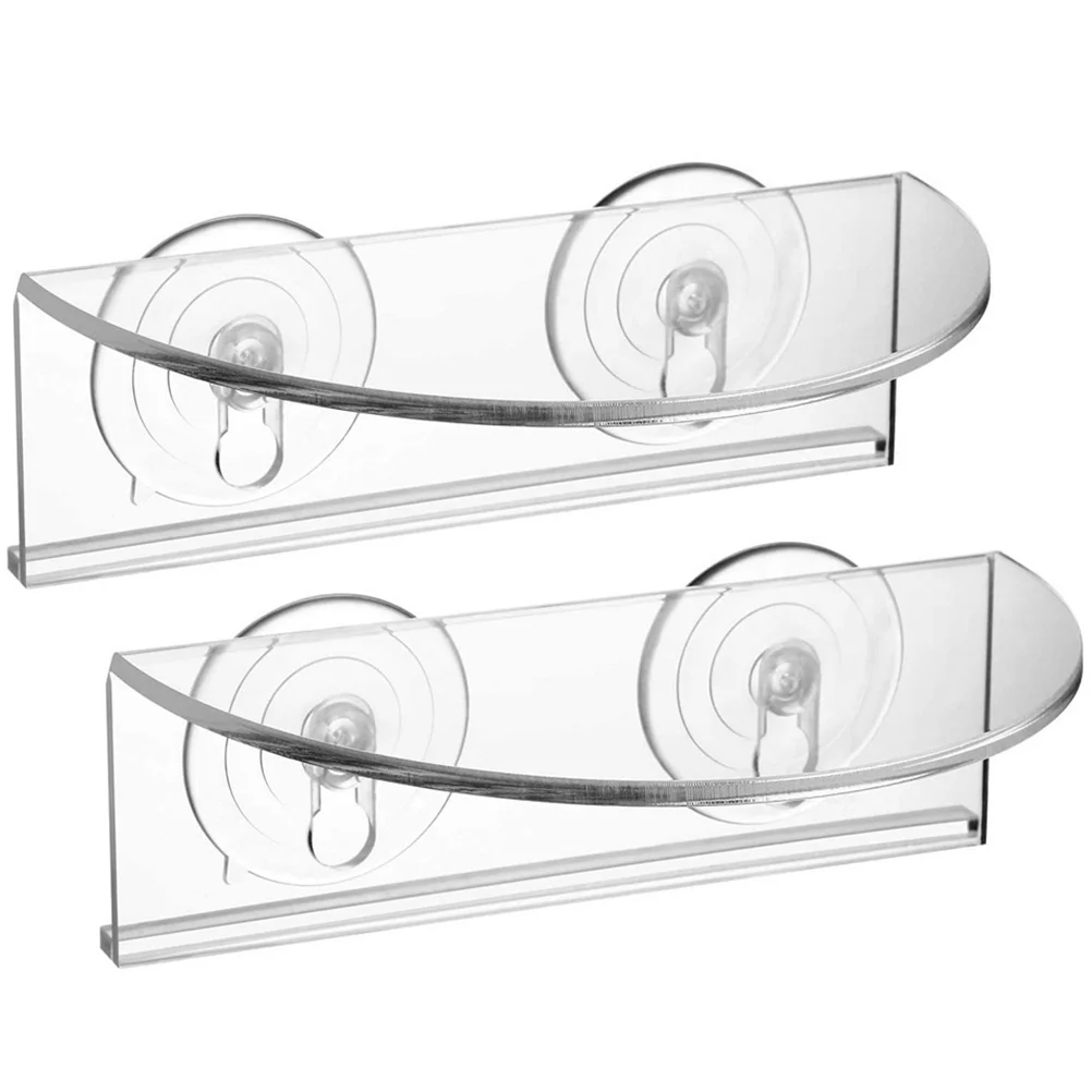 

2 Pcs Shelf Fish Tank Plants Small Bonsai Stand Potting Practical Racks Transparent Holders Acrylic Clear Suction Cup