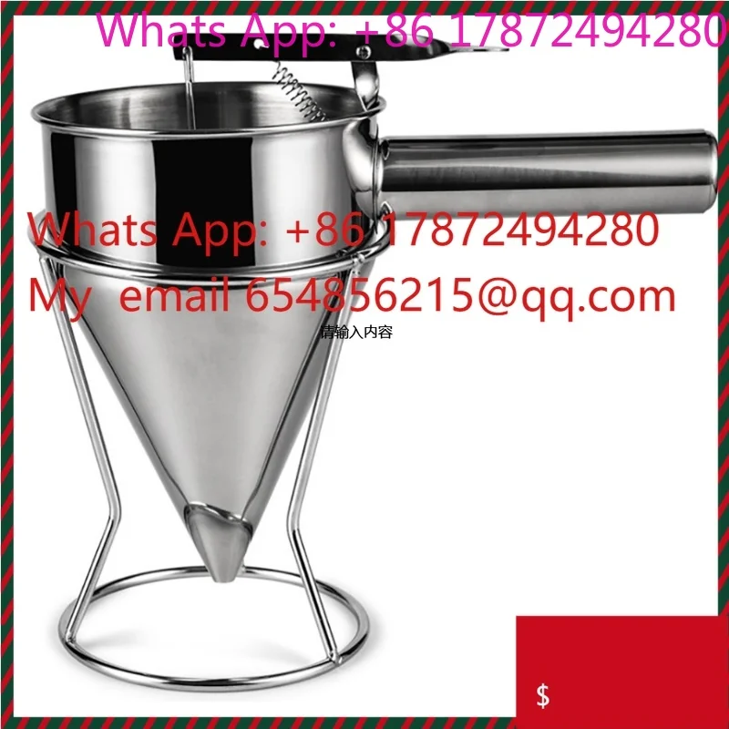 Home Kitchen Batter Sauce Cream Dispenser, Stainless Steel Piston Funnel with Stand for Baking