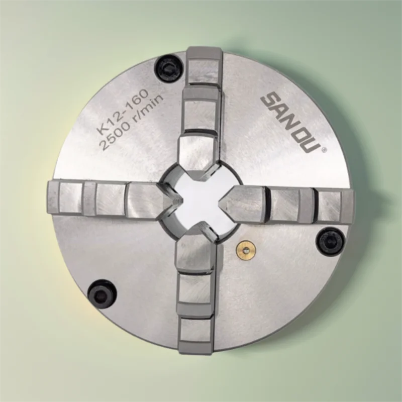 Front 3 Hole Lathe Chuck 160mm SANOU 4 Jaw Self-Centering Chuck K12-160F Metal Scroll Chuck With Hardened Steel