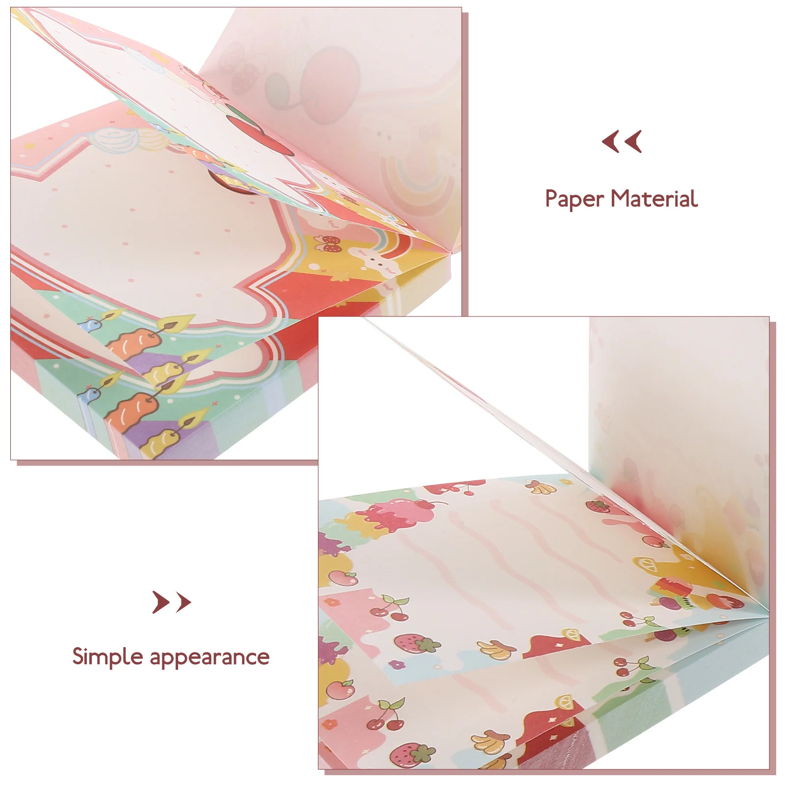 Cute Cartoon Message Notepad para Estudantes, Notas Tearable, Off Notepads, Bolso Kawaii, Papel Notebook, 4 Livros