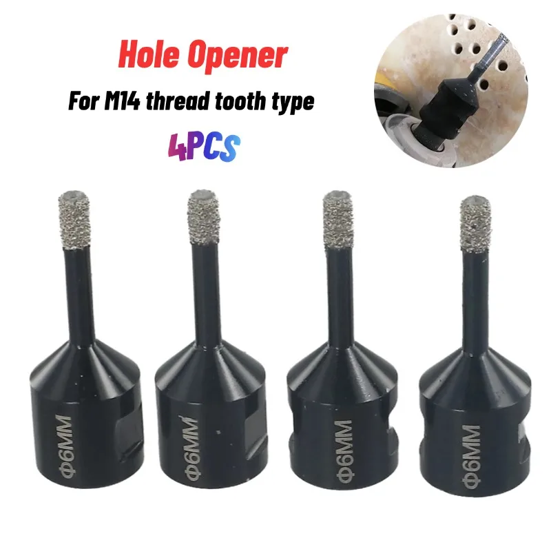 

4PCS 6mm Thread Opener Brazing Hole Drill Bit For M14 Hole Opener Diamond Drill Bits Tiles Marble Concrete Drill For Grinder