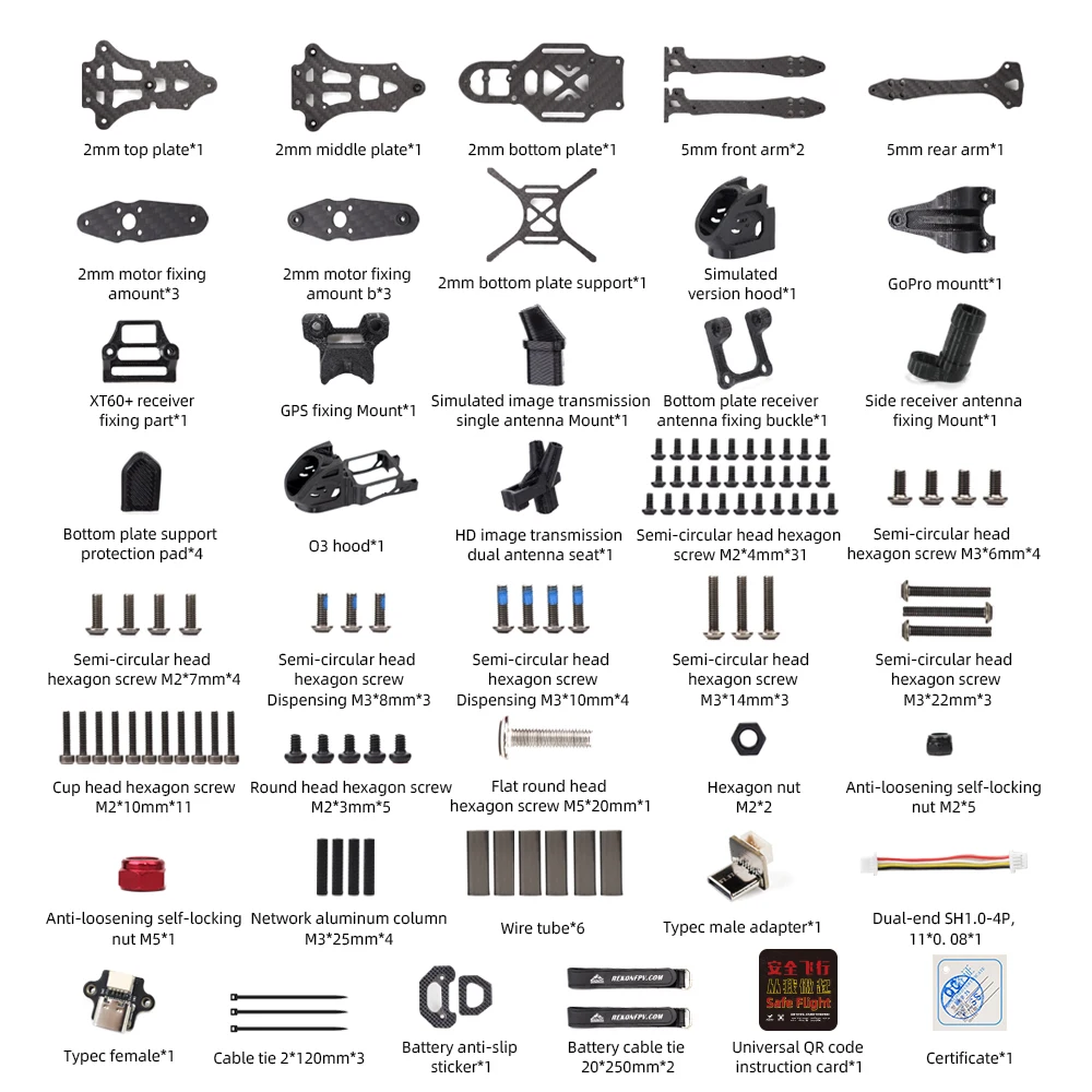 Rekon Y6 5-inch frame compatible Analog/O3/Moonlight Kit VTX long-range FPV frame/5MM arm kit