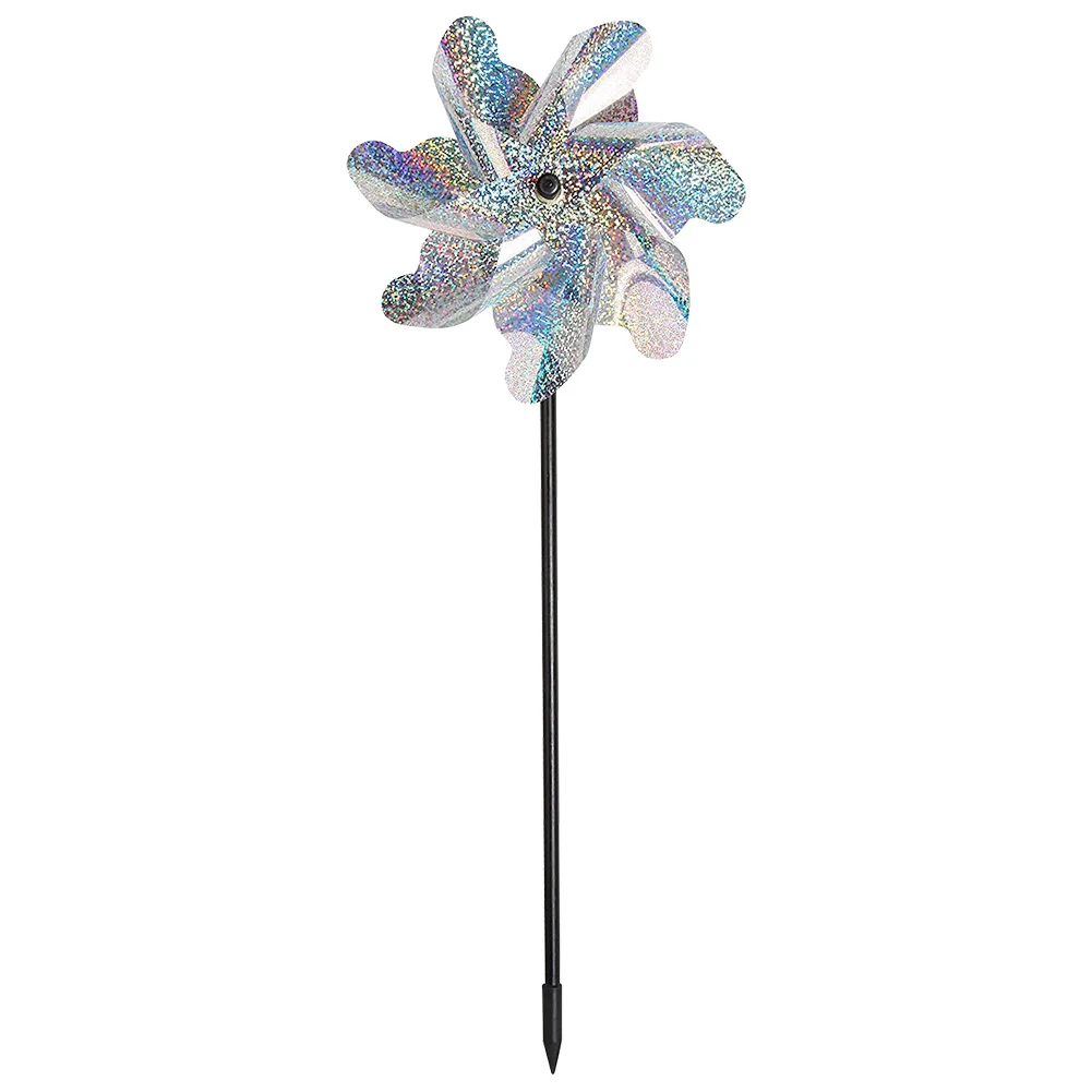 Multi-functional Garden Lawn Yard Decoration Bird Repeller Windmill Durable Practical Classic DIY Deterrent Silver Pinwheel