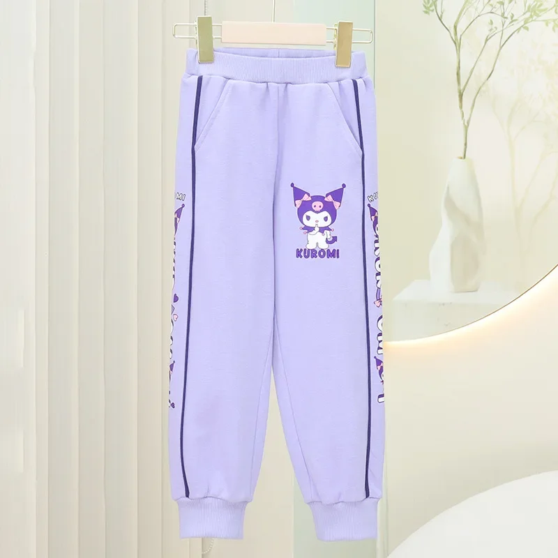 2024 Sanrio Kuromi My Melody Girls Sweatpants Girl Heart Autumn Sweet Cute Cartoon Anime Babys Loose Pants Tide Gift for Kids