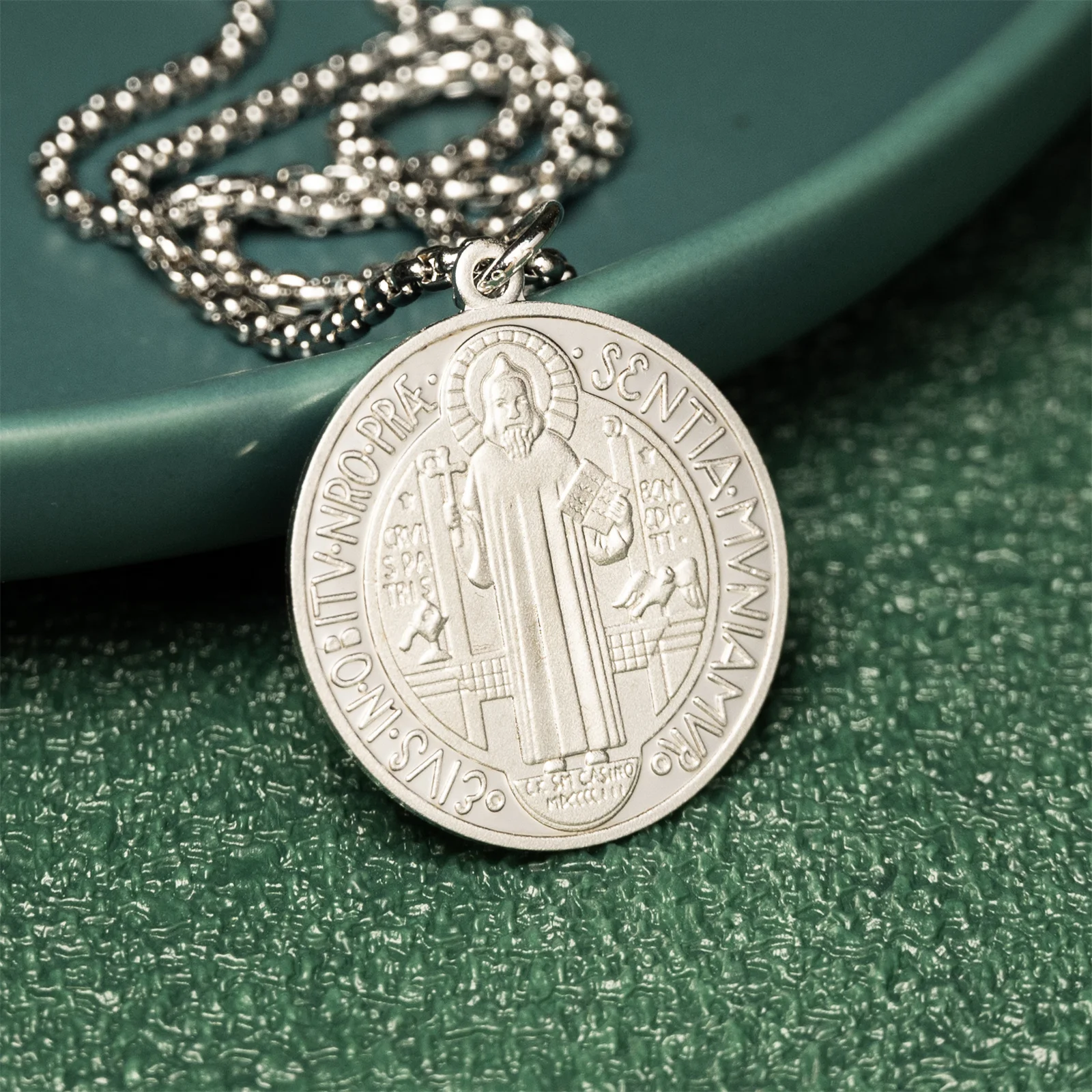 925 Sterling Silver Saint Benedict Medal Exorcism Pendant Necklace for Men and Women San Benito Catholic Religious Jewelry