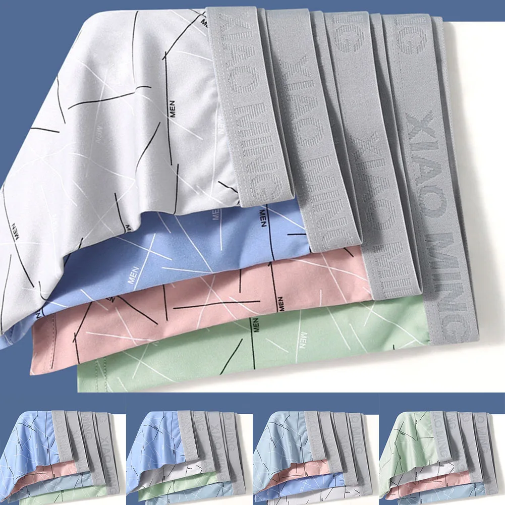 

4Pcs Sleepwear Breathe Trunks For Everyday 10 Spandex Material 90 Polyester Fabric Brand New Condition Breathable Underwear