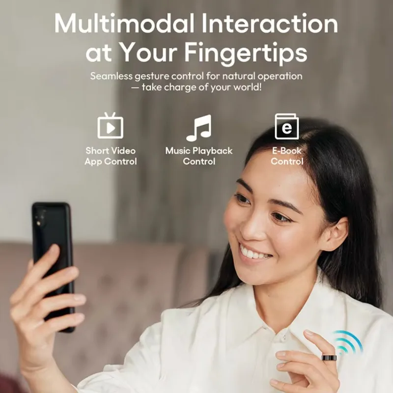 JCRing X5B Smart Health Ring Black Fitness & Sleep Tracker APP Control Compatible with Android IOS Men Women