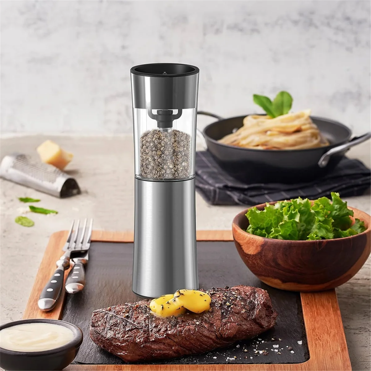 Electric Salt and Pepper Grinder Set with USB Rechargeable ,Electric Pepper Mill Set Automatic Induction Grinder