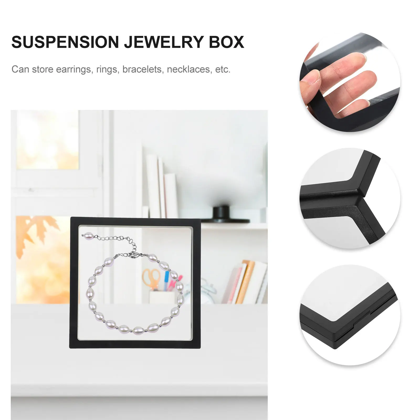 

Набор из 2 шт. футляров для хранения часов и украшений: подвесная рамка-витрина для серег, колец, браслетов, ожерелий, с пленкой PE