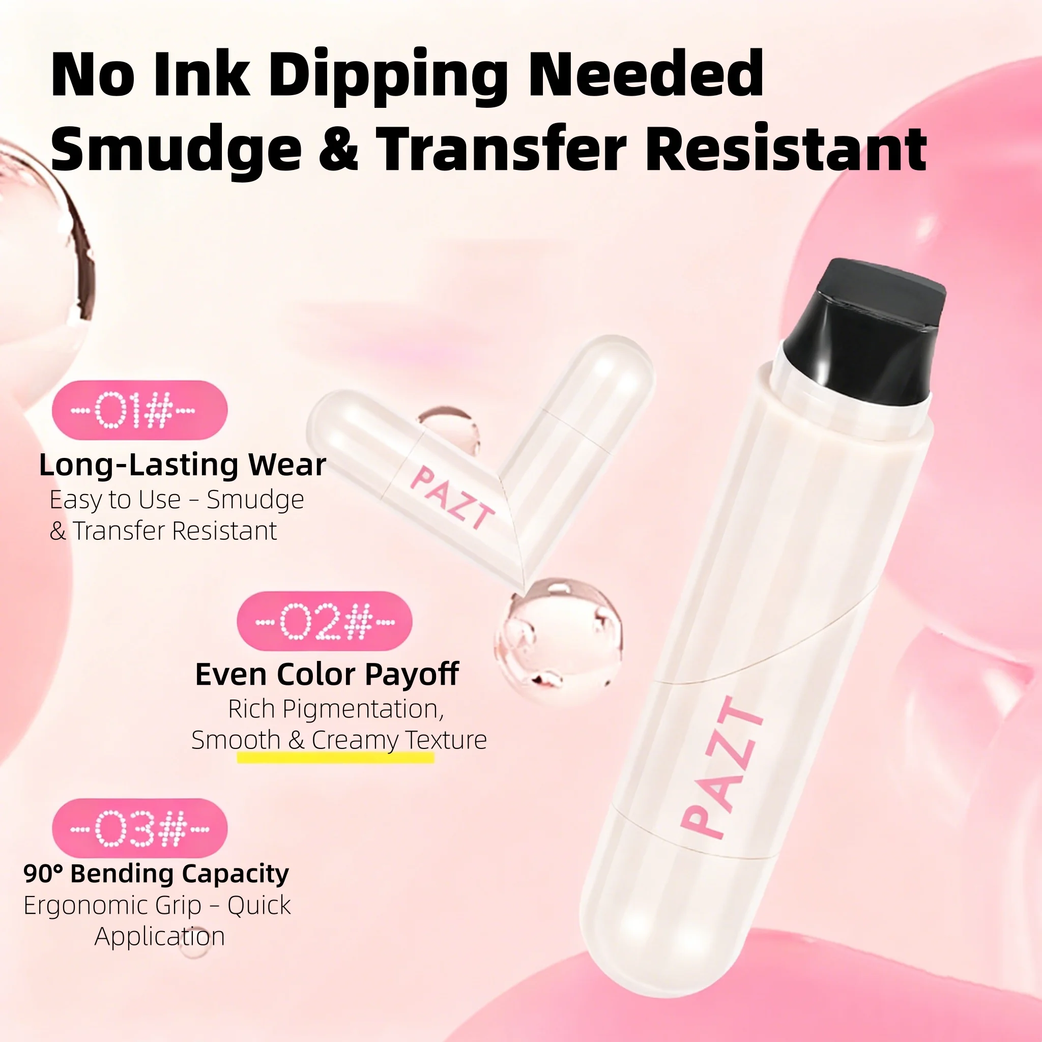 قلم ختم تحديد العيون 283--2 في 1 - خالٍ من الحبر، مقاوم للماء، مقاوم للتلطخ وسريع الجفاف #6